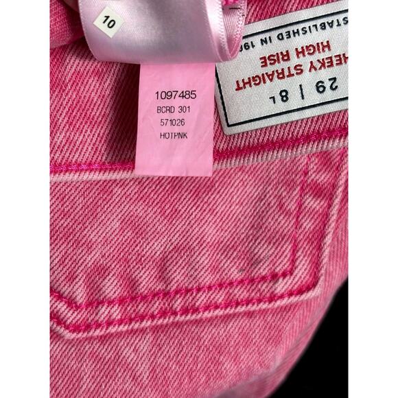 Gap Cheeky Straight High Rise Jeans Women's 29/8L Pink Denim Stretch Raw Hem - Picture 5 of 12